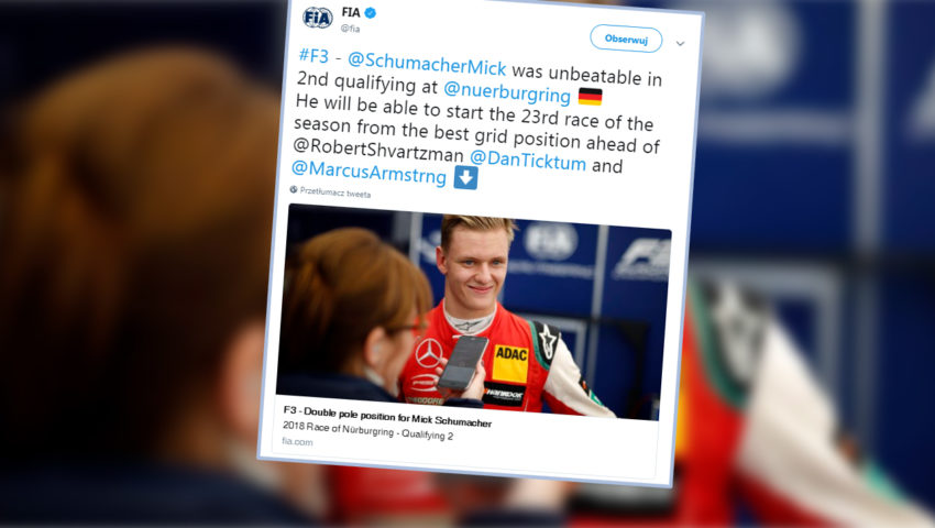 Mick Schumacher idzie w ślady ojca. Prowadził od startu do mety