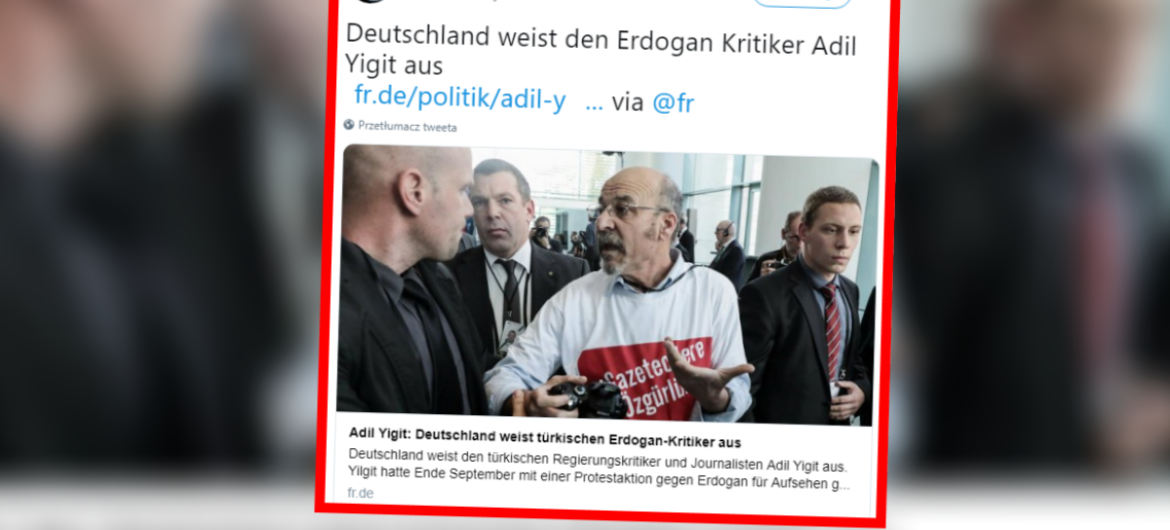 Wolność słowa po niemiecku. Deportują dziennikarza, bo protestował przeciwko Erdoganowi