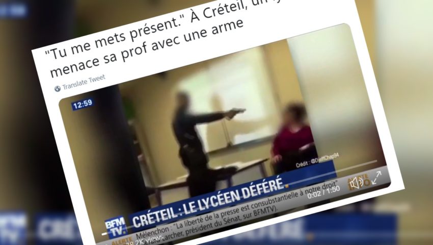 To nagranie wywołało prawdziwą burzę we Francji. Uczeń celował pistoletem w kierunku nauczycielki