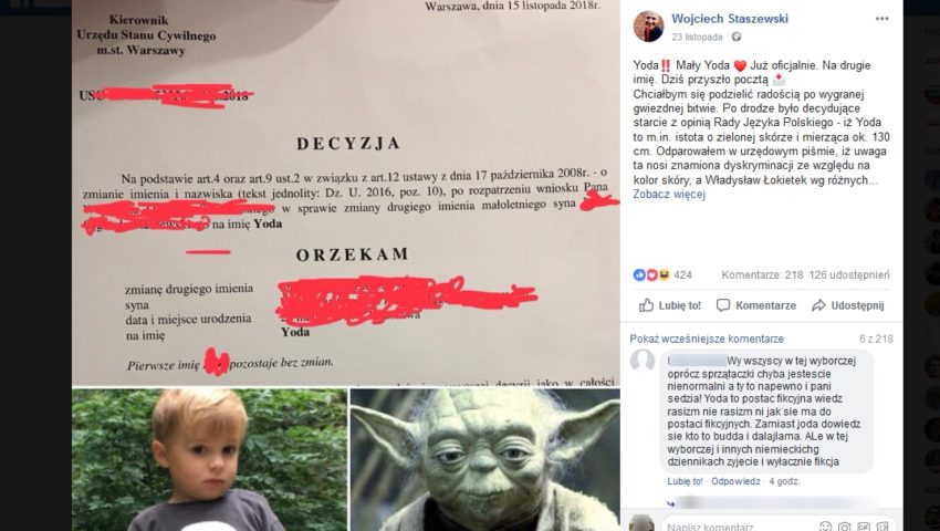 Dziennikarz “Gazety Wyborczej” nazwał syna… Yoda. “Jestem strasznie szczęśliwy”