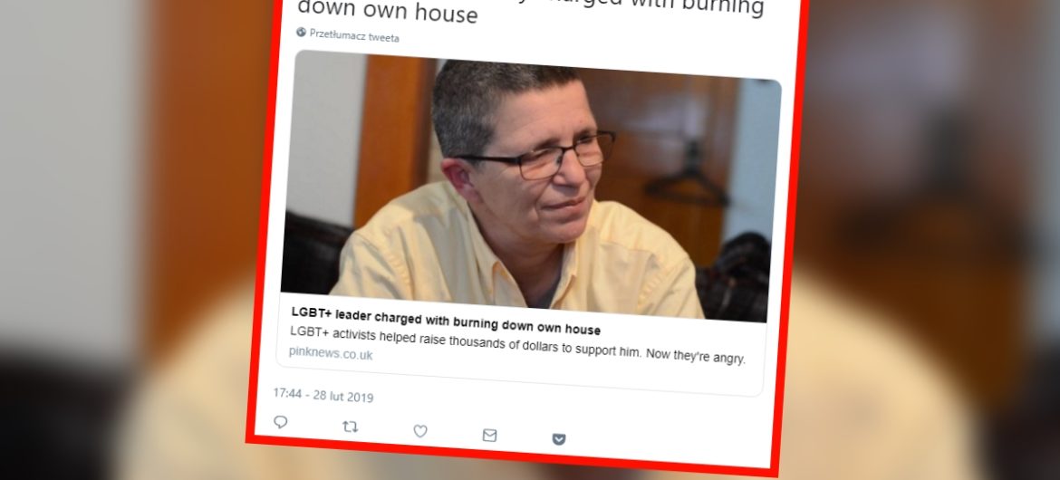 Policja twierdzi, że aktywista LGBT podpalił własny dom. Nikt nie chciał go prześladować?