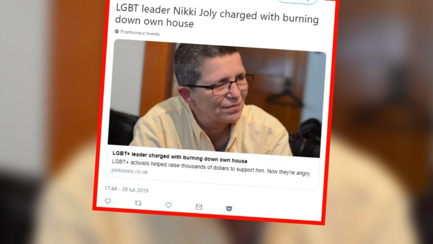 Policja twierdzi, że aktywista LGBT podpalił własny dom. Nikt nie chciał go prześladować?