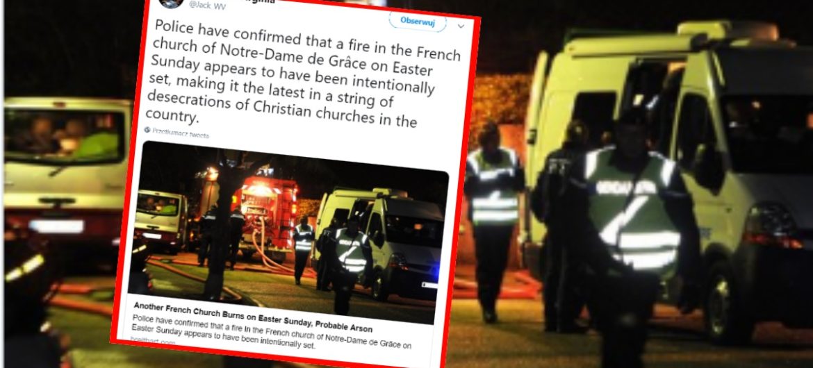 W Notre-Dame de Grace doszło do podpalenia. To kolejny kościół we Francji który padł ofiarą celowej dewastacji