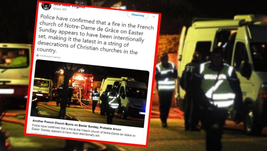 W Notre-Dame de Grace doszło do podpalenia. To kolejny kościół we Francji który padł ofiarą celowej dewastacji