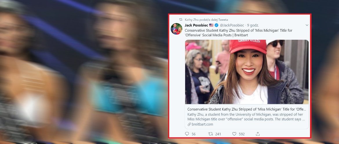 Amerykańskiej miss odebrano koronę z powodu prawicowych poglądów