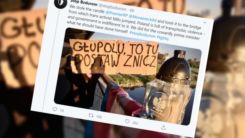 Skandal! Działacze LGBT ukradli znicz, który Morawiecki zapalił pod pomnikiem Chrystusa i chwalą się tym w internecie