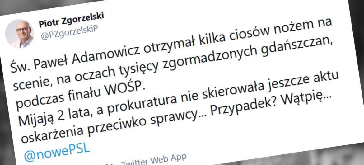 Św. Paweł Adamowicz? Wicemarszałek Sejmu z PSL już kanonizował byłego prezydenta Gdańska