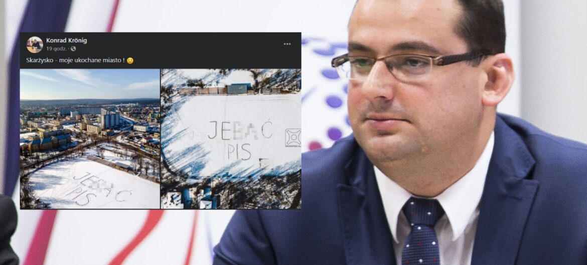 Oburzający wpis prezydenta Skarżyska-Kamiennej. Samorządowiec opublikował zdjęcie z wielkim napisem “Je**ć PiS”