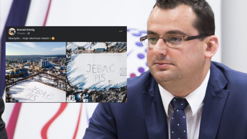 Oburzający wpis prezydenta Skarżyska-Kamiennej. Samorządowiec opublikował zdjęcie z wielkim napisem “Je**ć PiS”