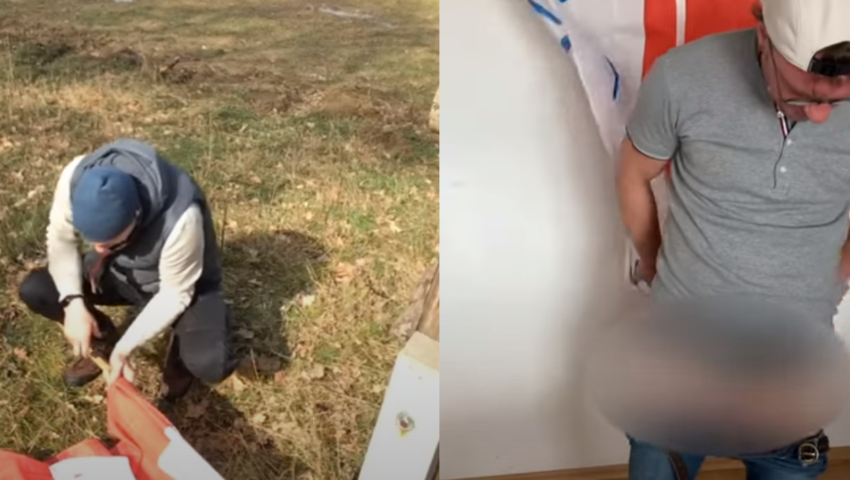 Aktywista pochwalił się nagraniem. Obsceniczny gest z flagą RP