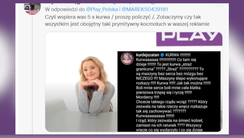 Play odcina się od wulgarnego wpisu Kurdej-Szatan. Dla internautów to za mało
