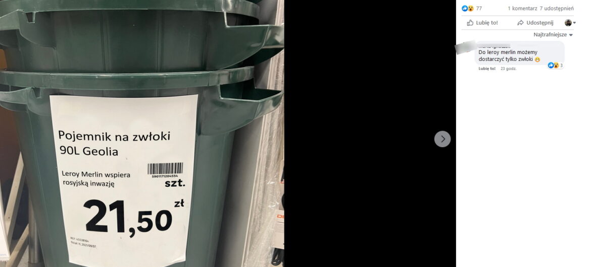 “Pojemnik na zwłoki” i “zestaw do zamiatania poczucia winy” w Leroy Merlin. O co chodzi?