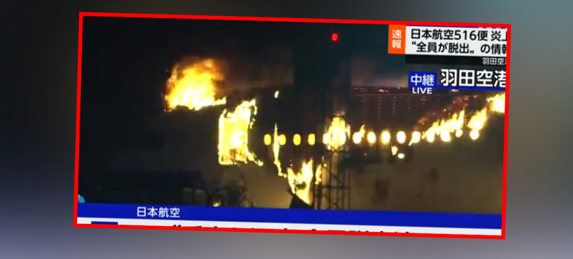 Pożar samolotu na lotnisku w Tokio. Nagle stanął w płomieniach!