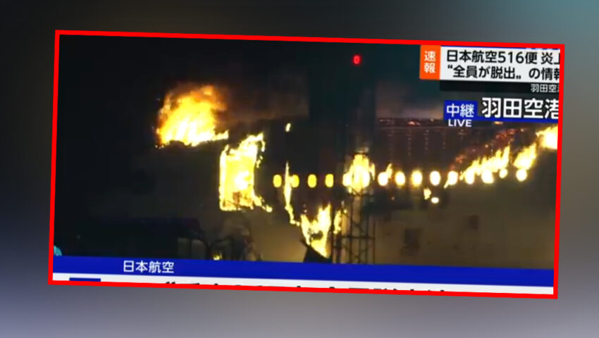 Pożar samolotu na lotnisku w Tokio. Nagle stanął w płomieniach!