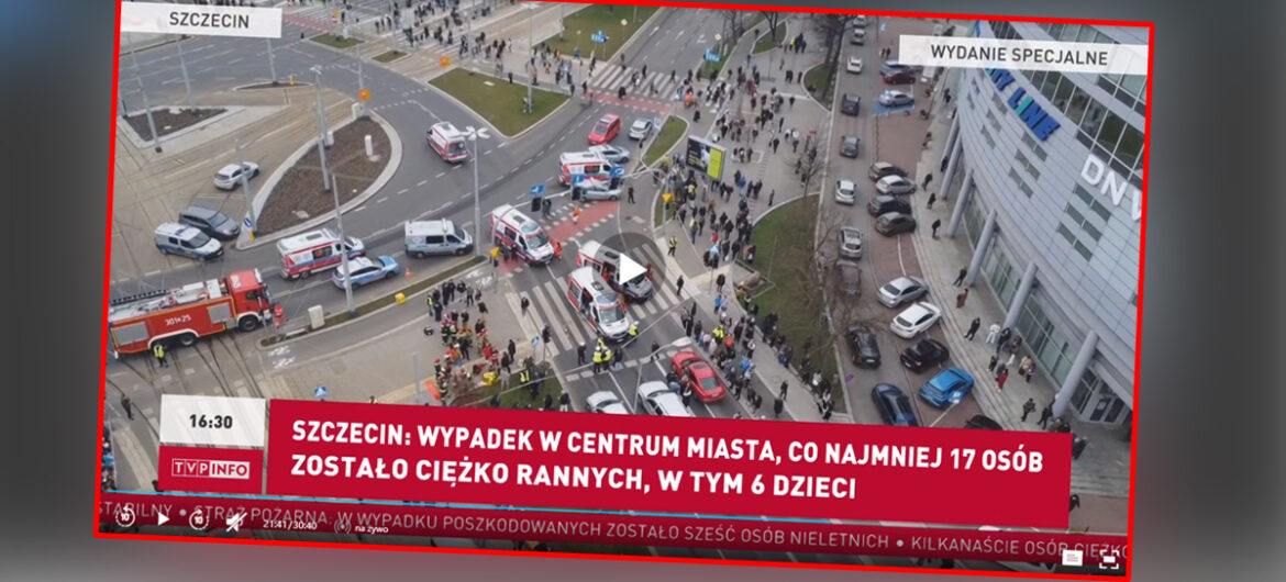 Pilne! Przerażające sceny w centrum Szczecina. Sprawca wjechał w tłum ludzi na przejściu dla pieszych