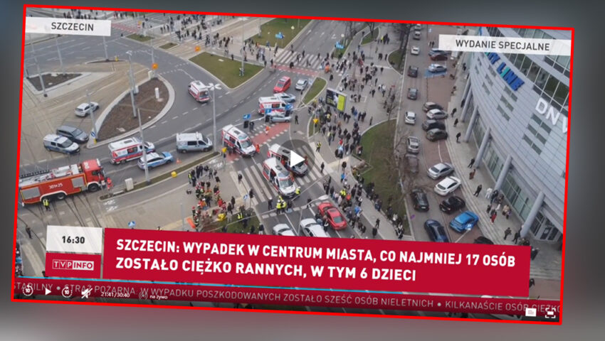 Pilne! Przerażające sceny w centrum Szczecina. Sprawca wjechał w tłum ludzi na przejściu dla pieszych