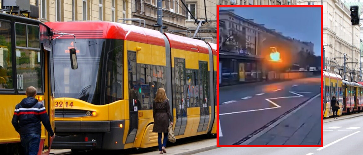 Wybuch tramwaju w Krakowie. Pojawiło się nagranie