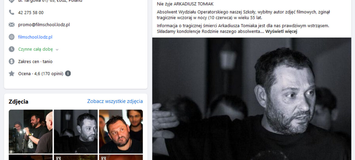 Smutny dzień dla polskiego kina. Nie żyje wybitny operator filmowy Arkadiusz Tomiak