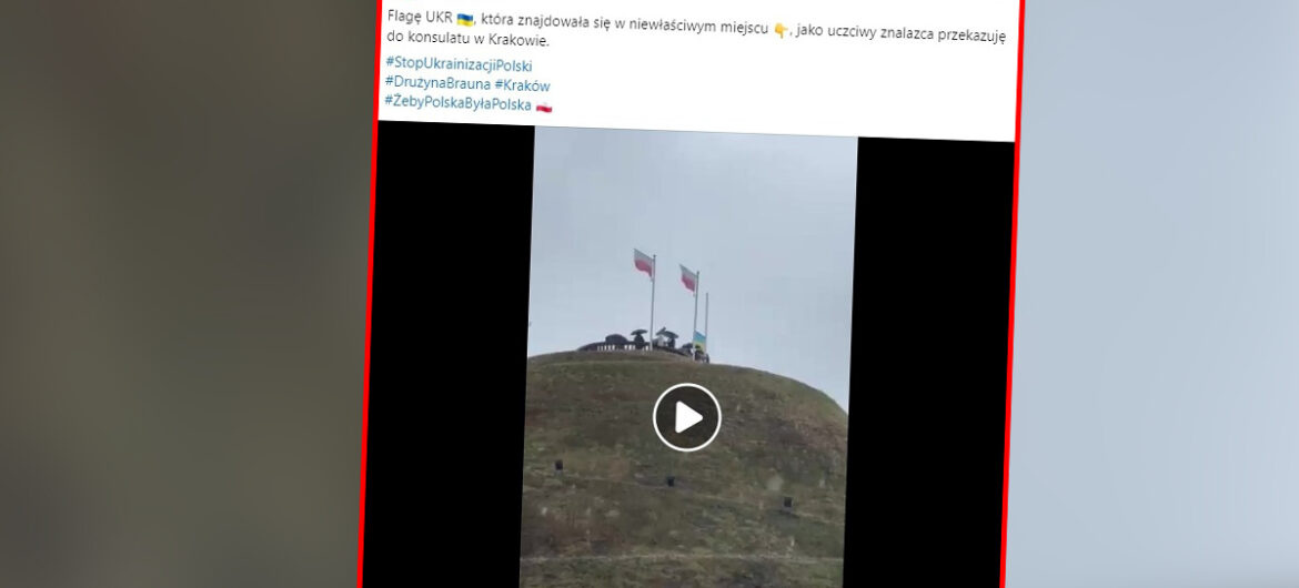 Flaga ukraińska wróciła na kopiec Kościuszki. „Została powieszona w szczytnym celu i absolutnie nie może być atakowana”