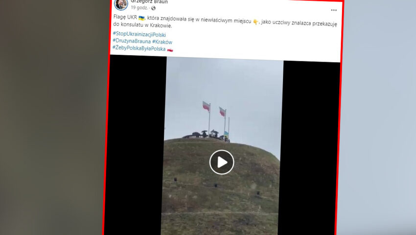 Flaga ukraińska wróciła na kopiec Kościuszki. „Została powieszona w szczytnym celu i absolutnie nie może być atakowana”