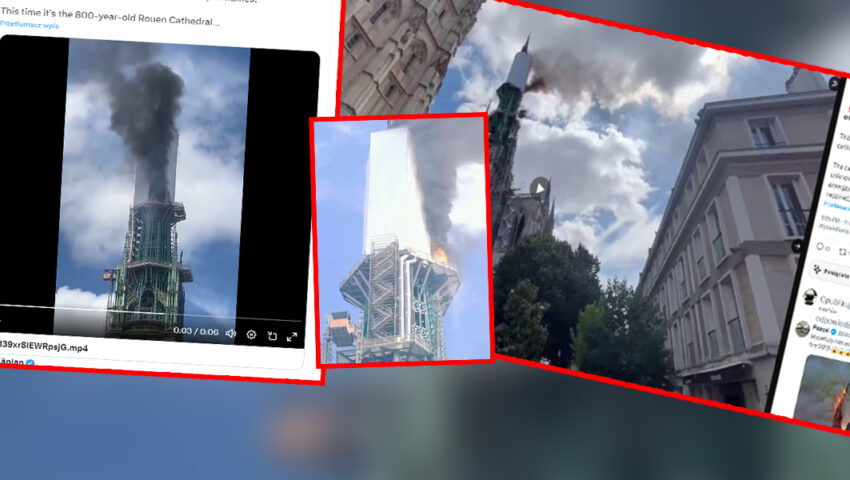 Pali się katedra w Rouen. Ogień gasi kilkadziesiąt wozów strażackich