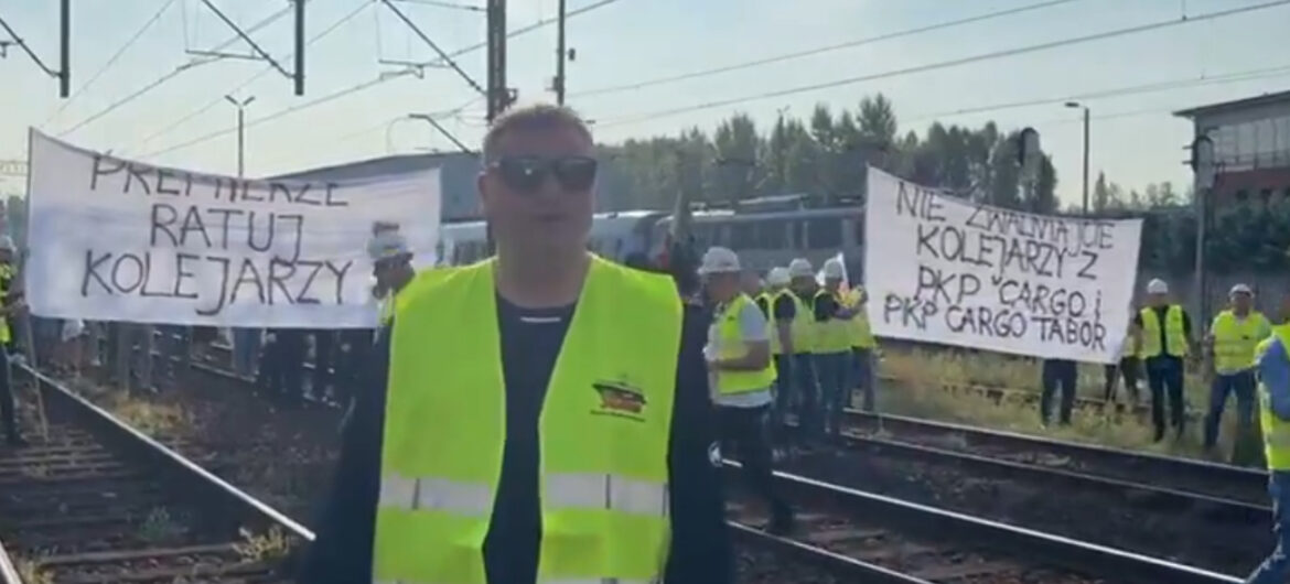 Kolejarze protestują przeciwko niszczeniu PKP Cargo i blokują tory